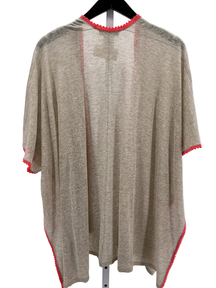 White + Warren Size One Size Tan & Orange Poncho