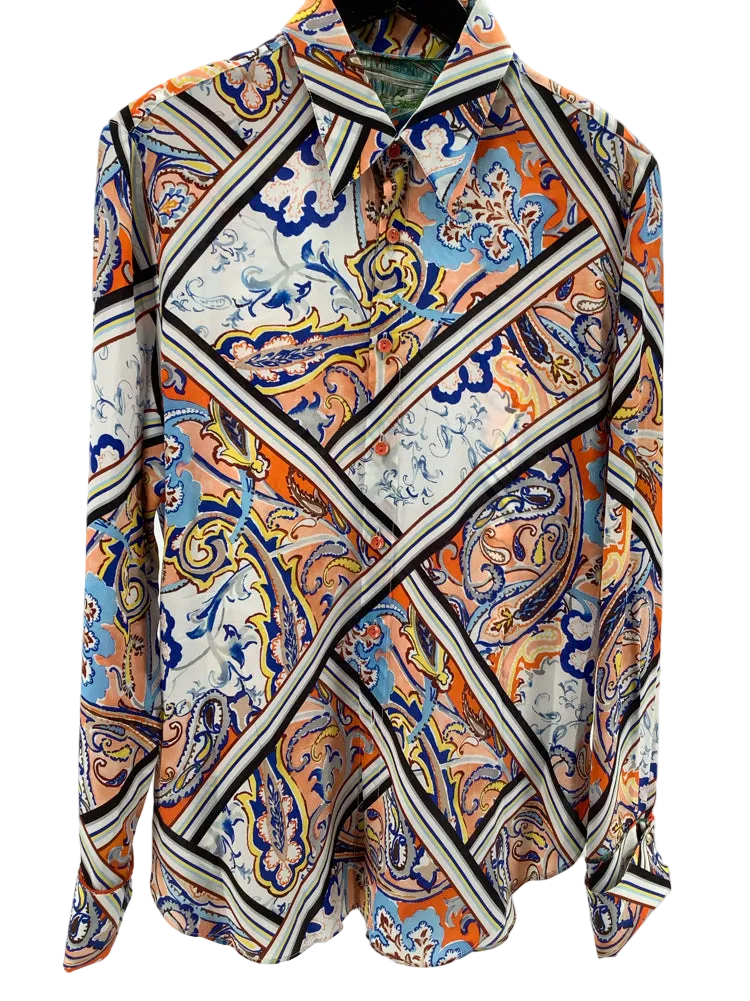 Robert Graham Size M Blue Multi Shirt