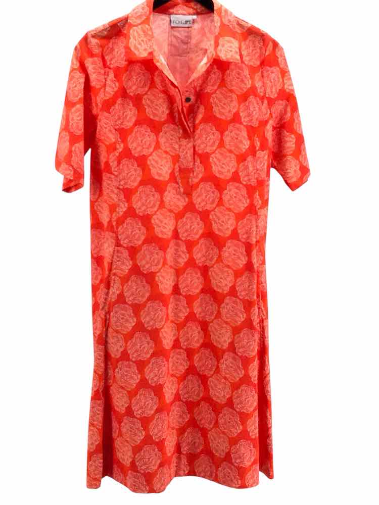 Foil Size 6 Orange & White Dress