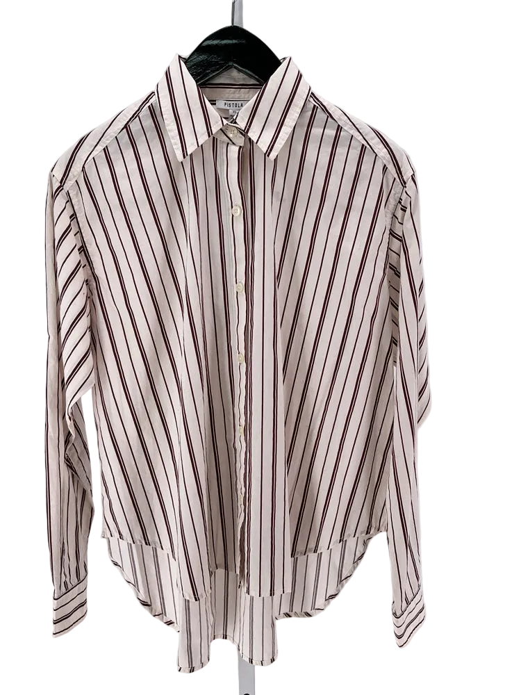 Pistola Size XS Cream & Burgundy Shirt