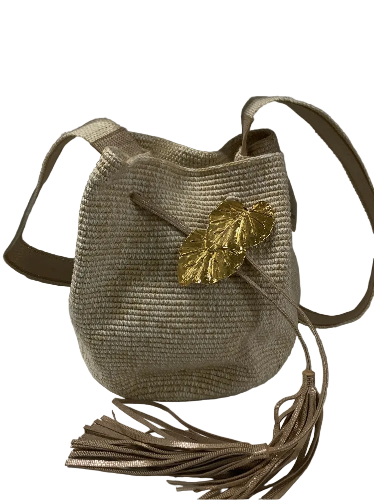 Teiruma Tan & Gold Rocio Bucket Handbags