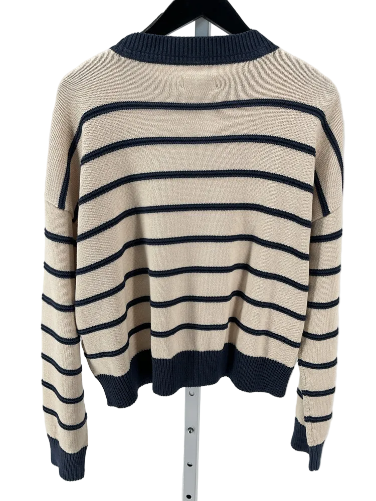 Toad & Co Size L Cream & Blue Sweater