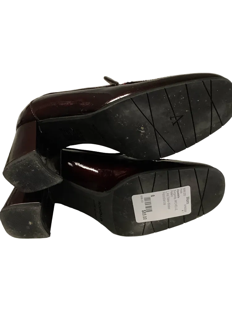 Aquatalia Shoe Size 8 Burgundy MICHELLE Heels