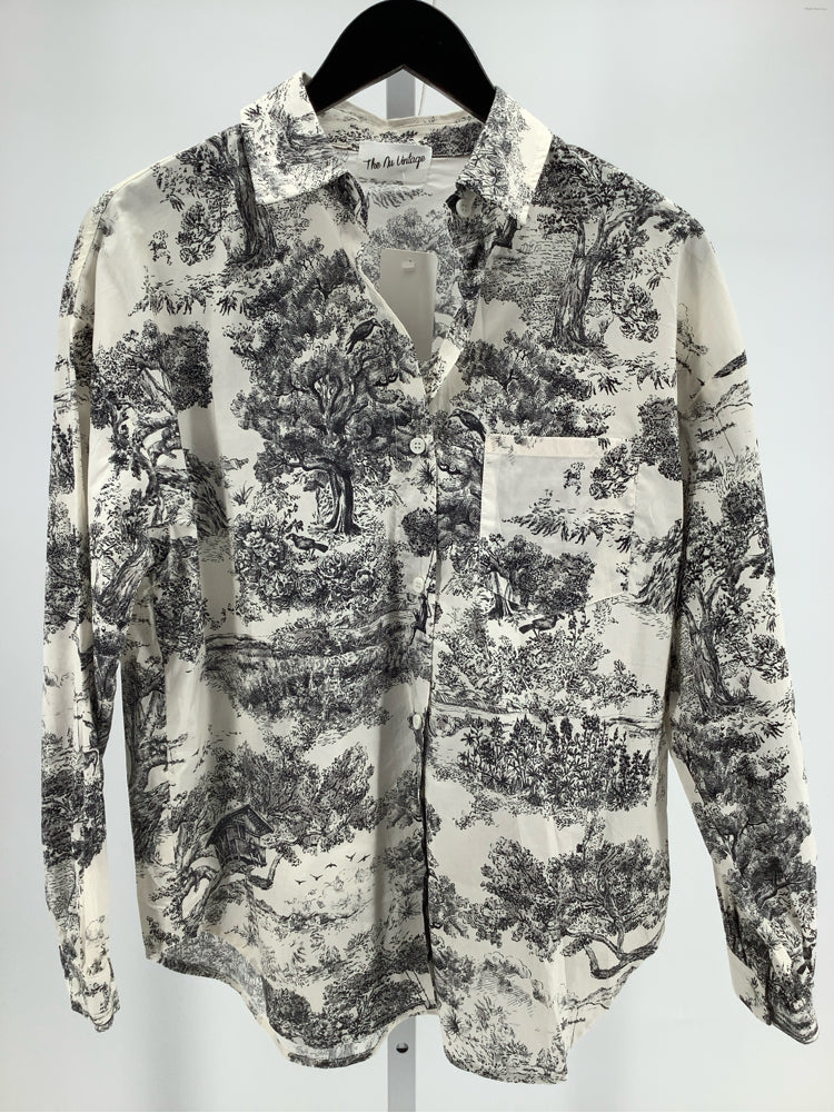 The Nu Vintage Size S Cream & Black Jardin Noir Shirt