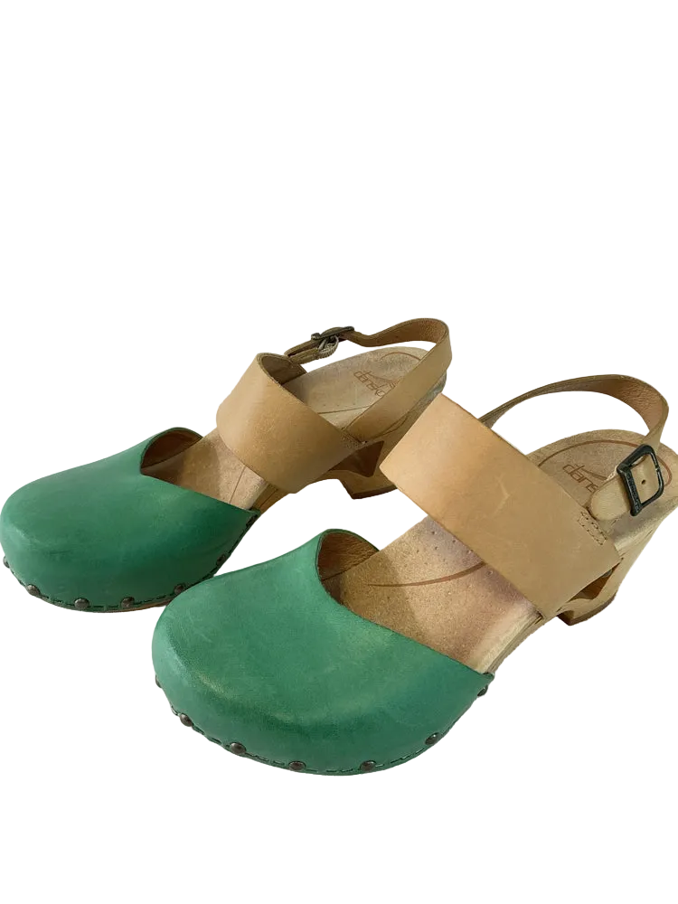 Dansko Shoe Size 6.5/7 Green & Brown Heels