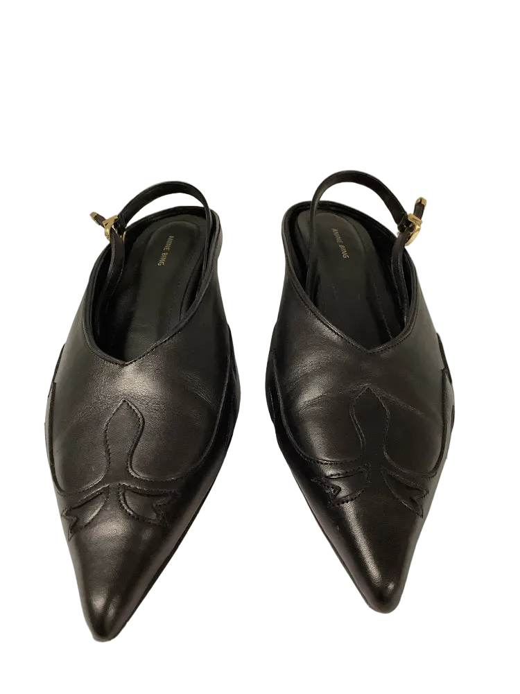 Anine Bing Shoe Size 7 Black Rae Slingbacks