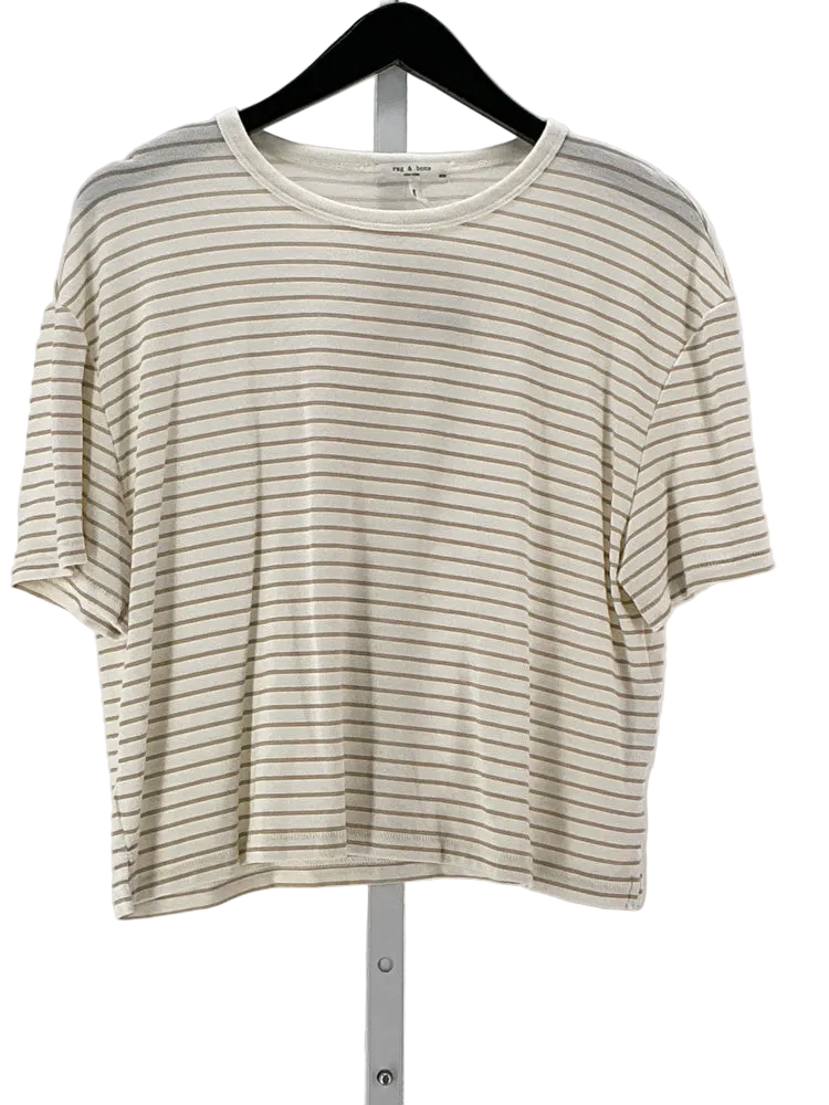 Rag & Bone Size M White & Tan Shirt