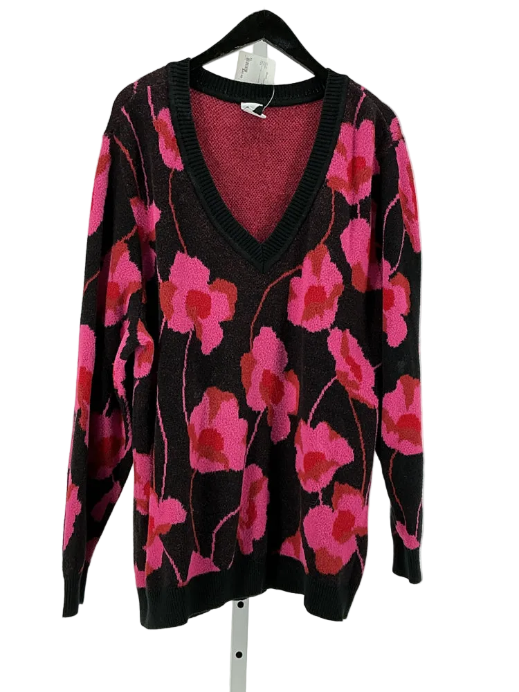 Cabi Size XL Black & Pink Sweater
