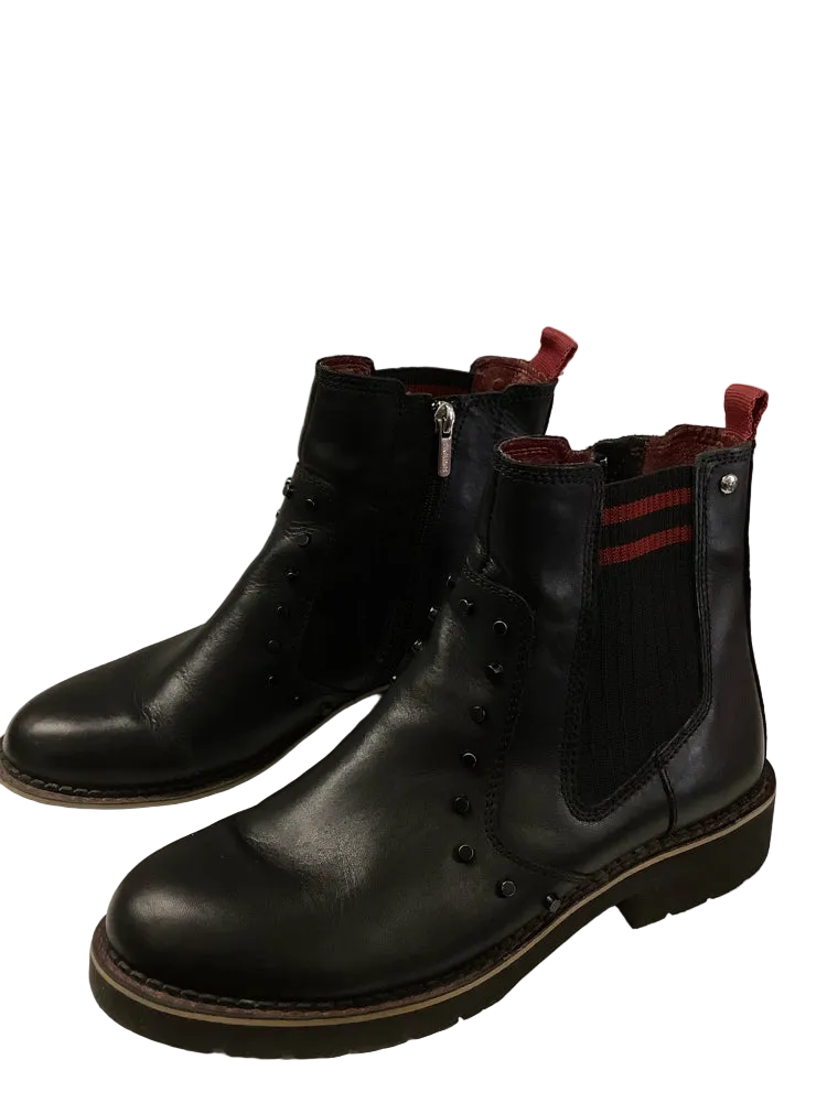 Pikolinos Shoe Size 8.5 Black & Red Victoria Booties