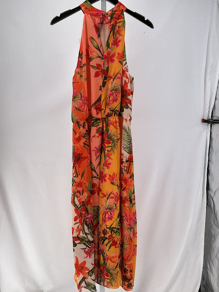 Maggy London Size 12 Orange Multi Dress