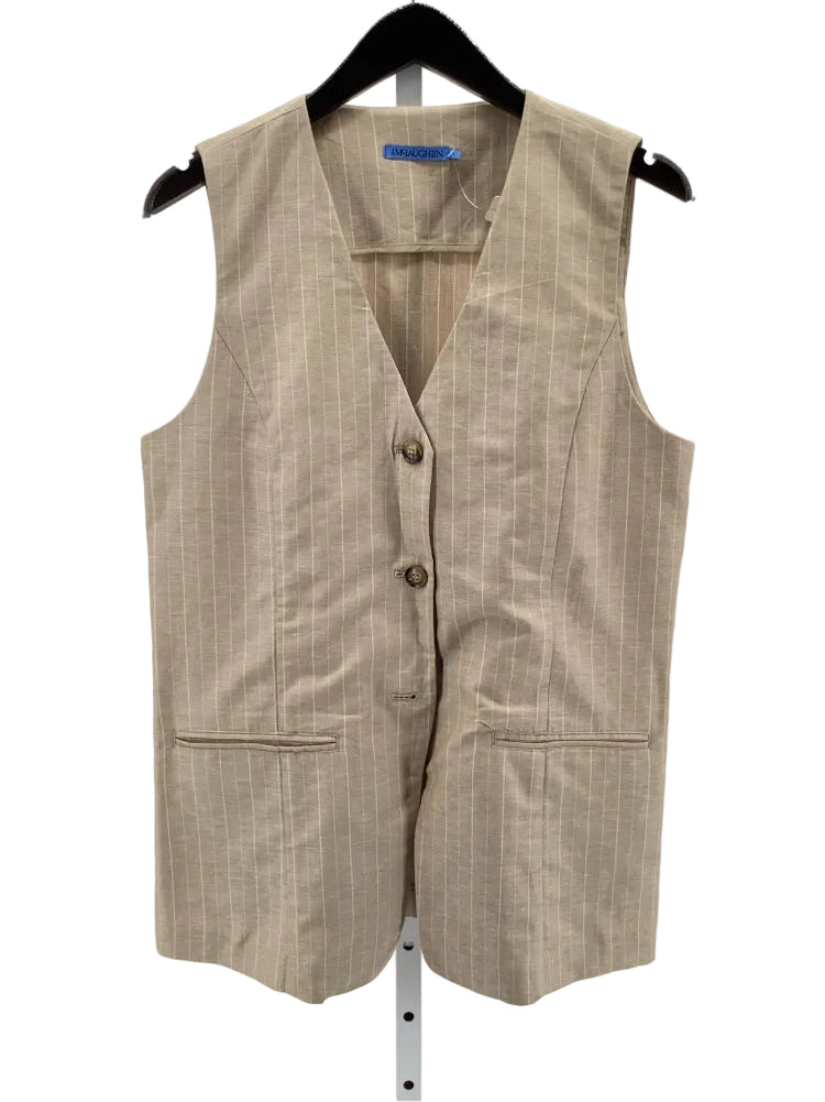J. McLaughlin Size L Tan & White Vest