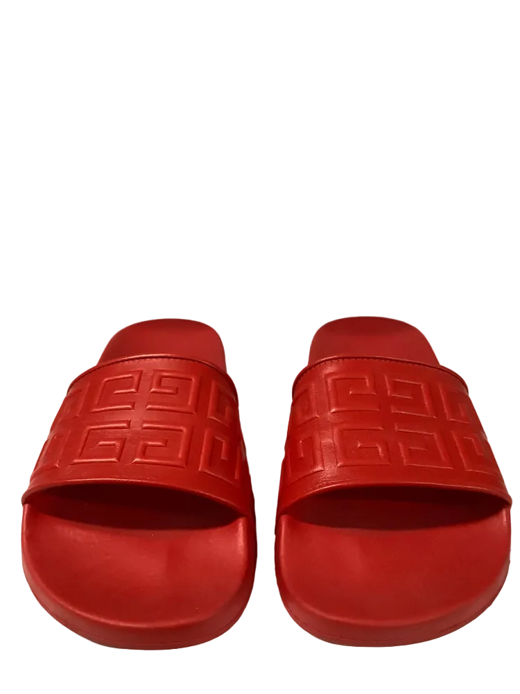 Givenchy Shoe Size 8 Red 4G Logo Slides