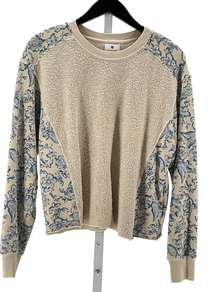 Sundry Size XS Tan & Blue Sweatshirt