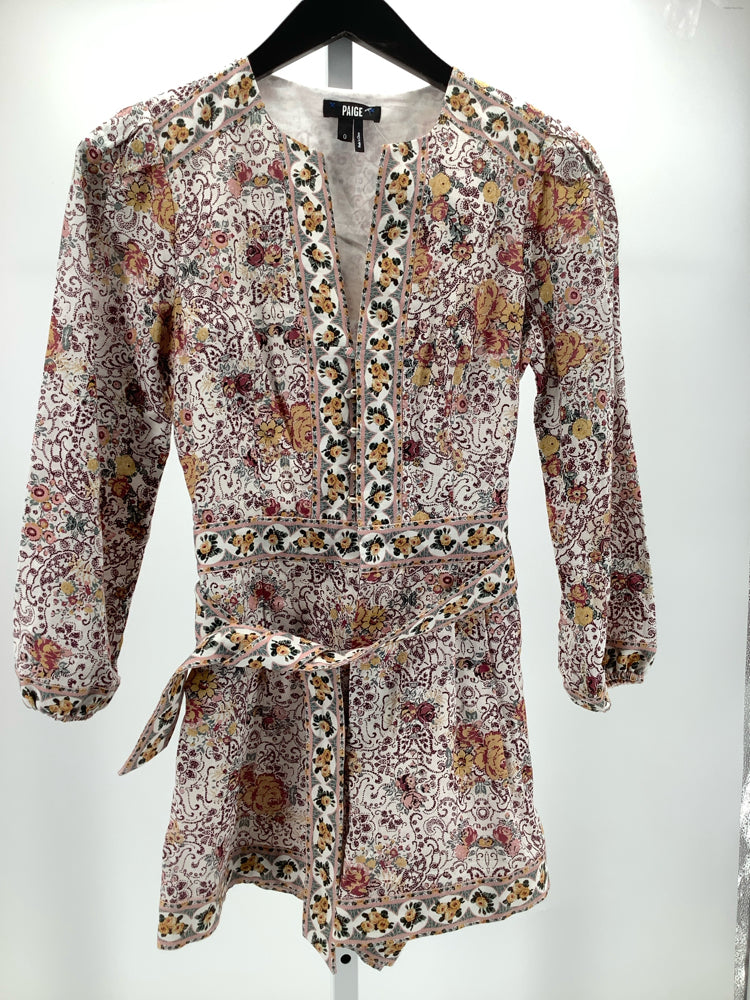 Paige Size 0 Tan Multi Puglia Romper
