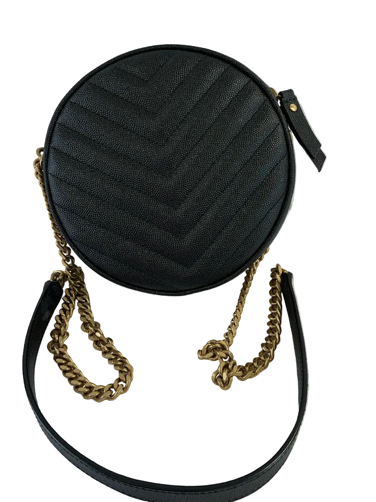 Saint Laurent Black Vinyle Round Camera Bag Handbags