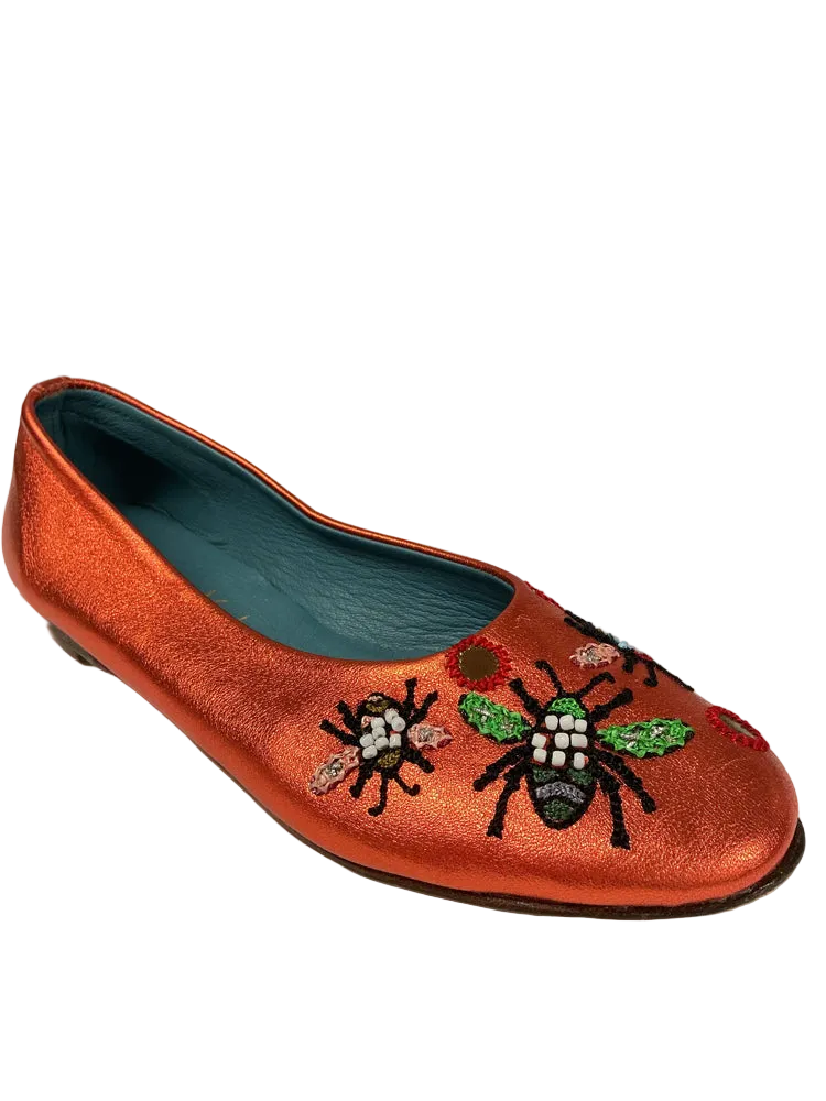 Meher Kakalia Shoe Size 7.5 Orange Multi Flats