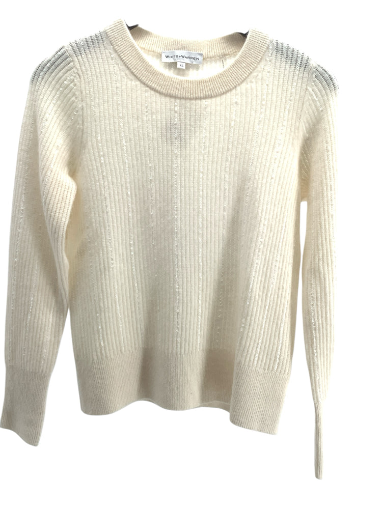 White + Warren Size XS Cream & White Sweater