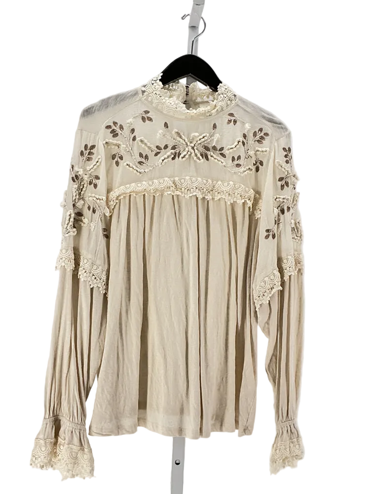 by anthropologie Size 1X Cream & Gold Shirt