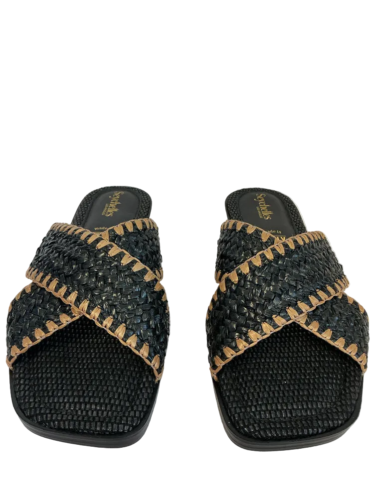 Seychelles Shoe Size 7 Black & Tan Pomelo Slides