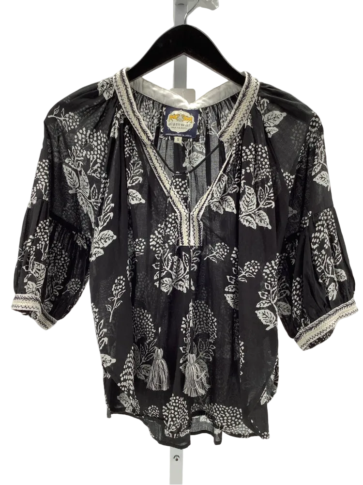 alamwar Size S Black & White Salma Shirt