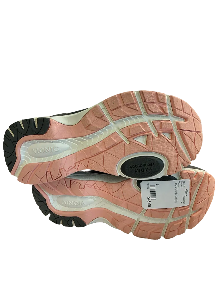 Vionic Shoe Size 7 Gray & Orange London Sneakers