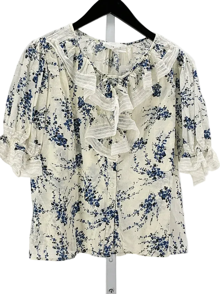 the GREAT Size M Cream & Blue Bishop Shirt
