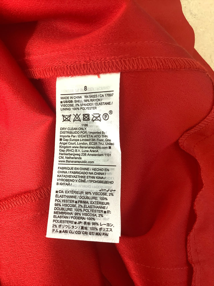 Banana Republic Size 8 Red Dress
