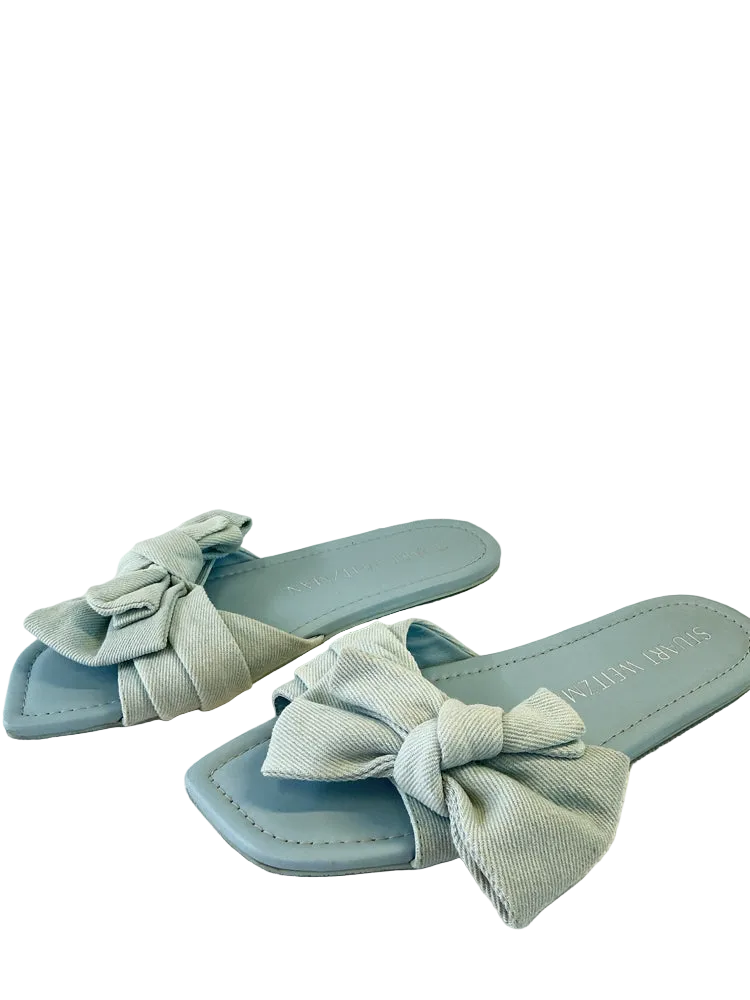 Stuart Weitzman Shoe Size 7.5 Blue LOVEKNOT Slides