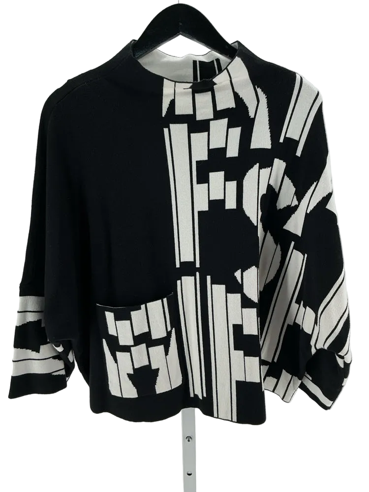 Joseph Ribkoff Size M Black & White Sweater