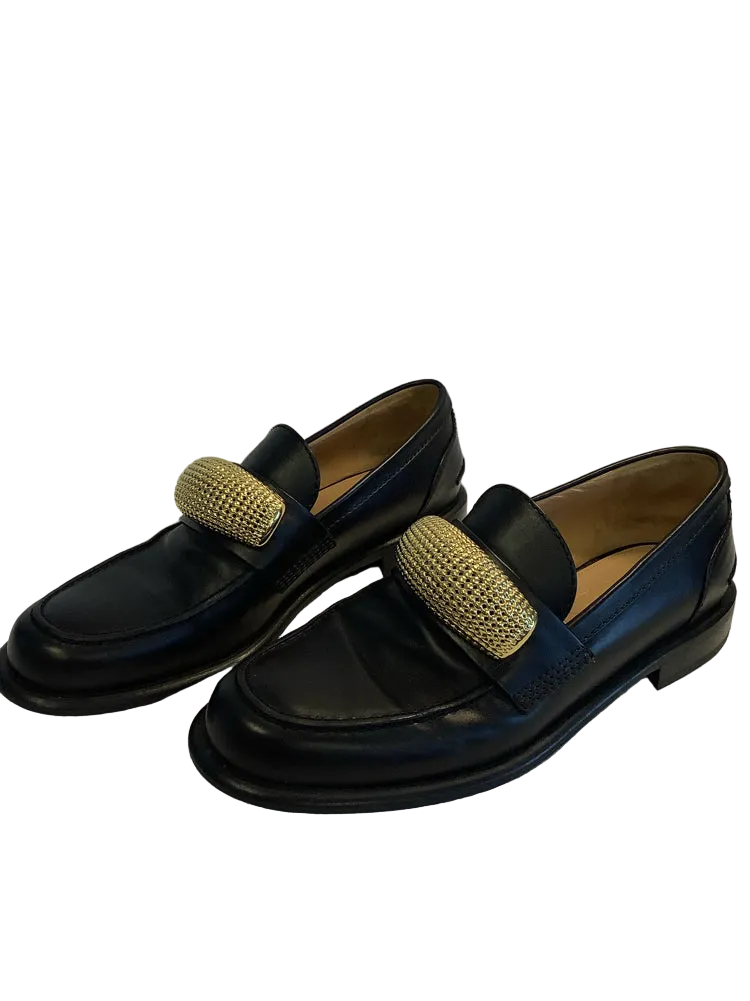 JW Anderson Shoe Size 9 Black & Gold Loafers