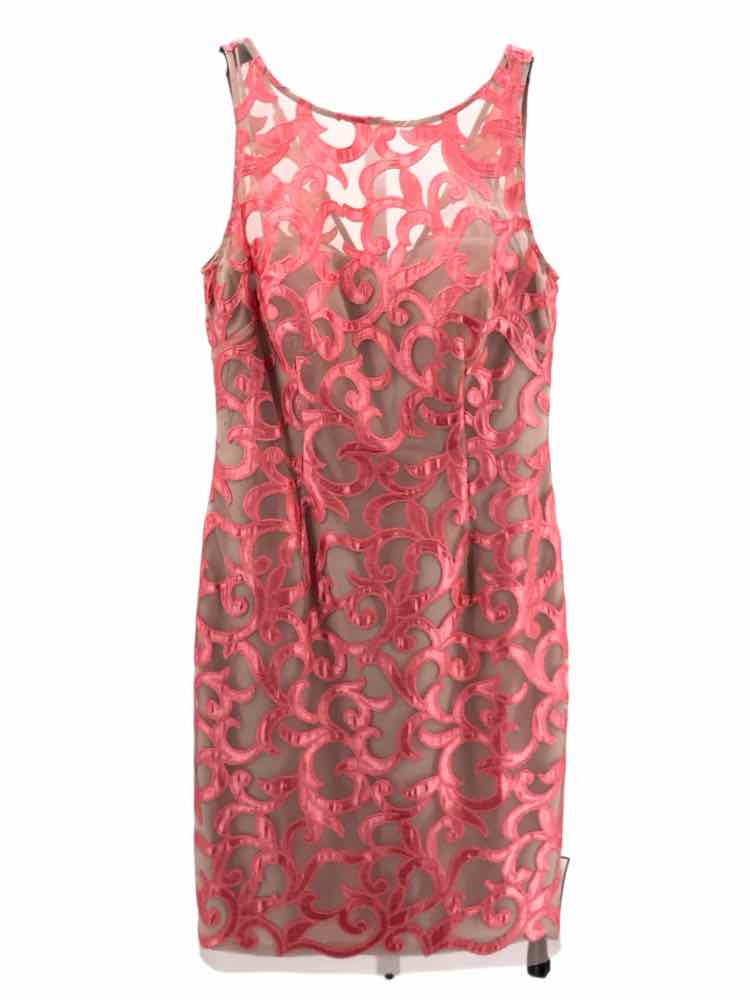 Aidan Mattox Size 4 Pink & Tan Dress