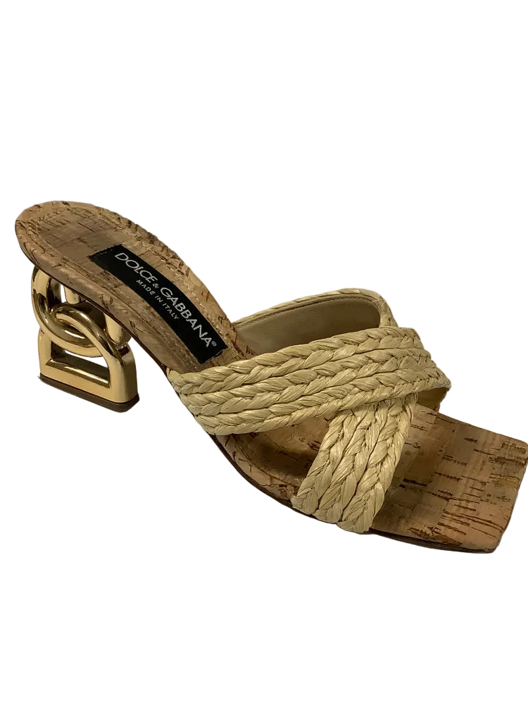 Dolce & Gabbana Shoe Size 8 Tan DG Logo Heels