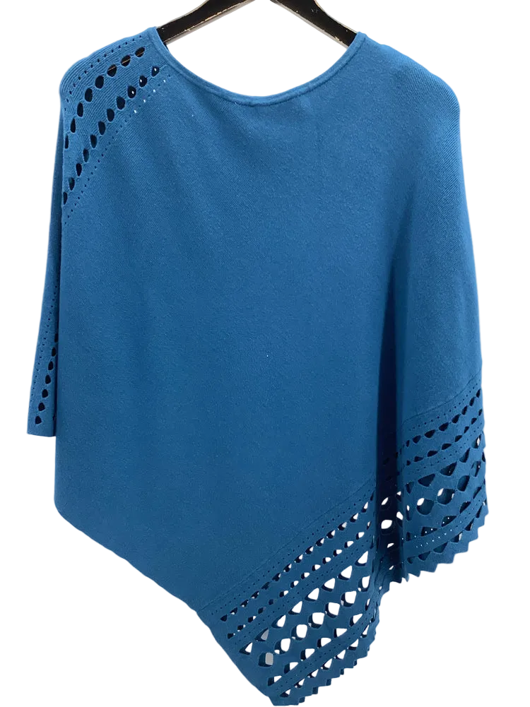 Chicos Size L/XL Blue Poncho