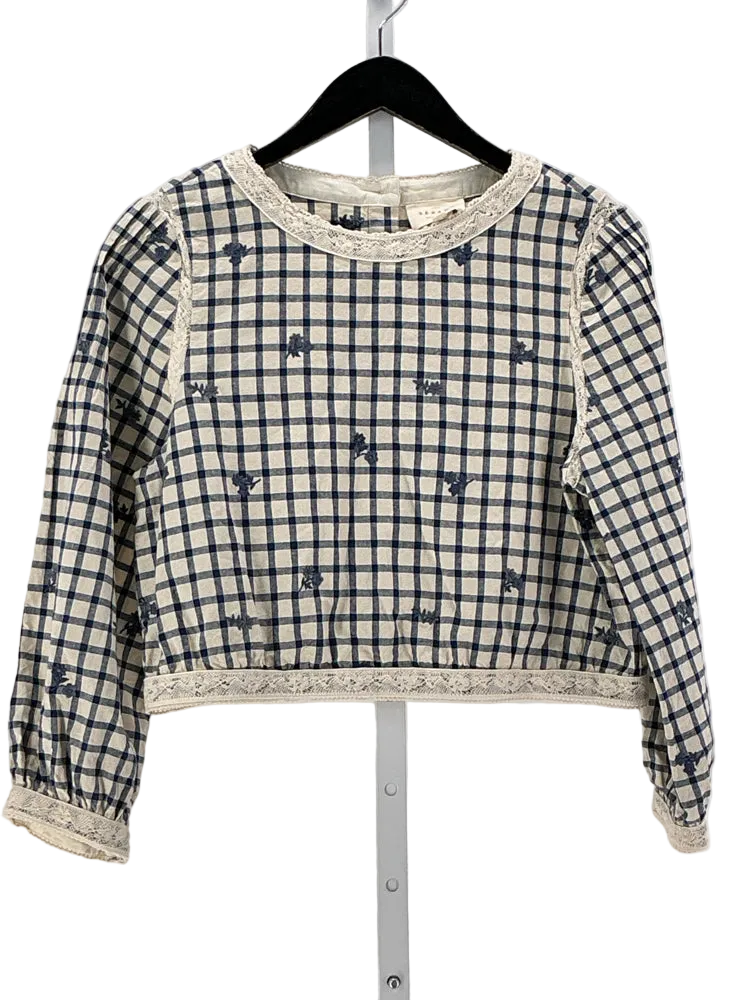 Sezane Size 6 Blue & White Shirt