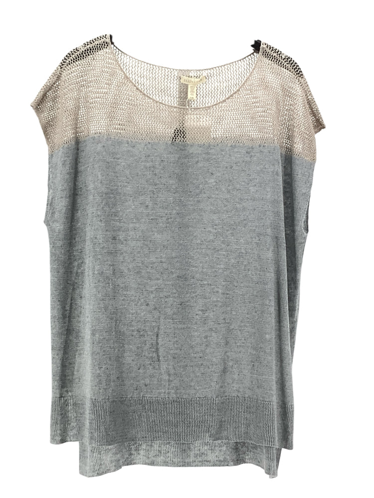 Eileen Fisher Size L Gray & Tan Shirt