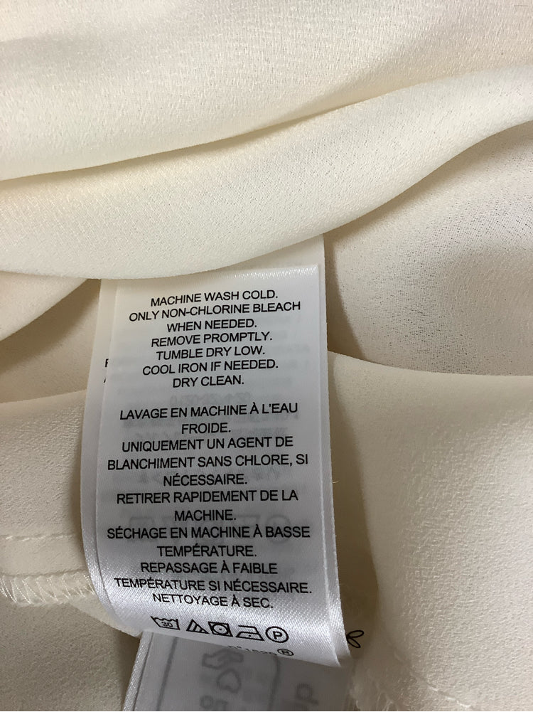 Lauren Size 6 Tan & White Georgette Dress