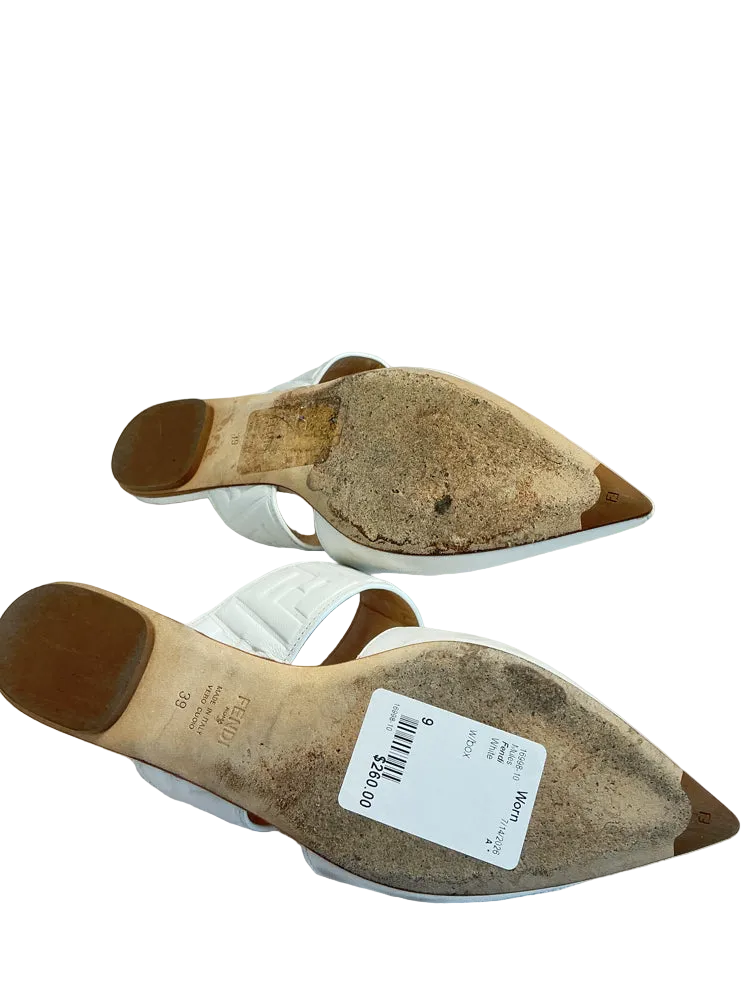 Fendi Shoe Size 9 White Mules