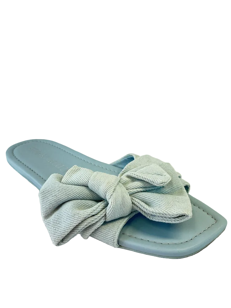 Stuart Weitzman Shoe Size 7.5 Blue LOVEKNOT Slides