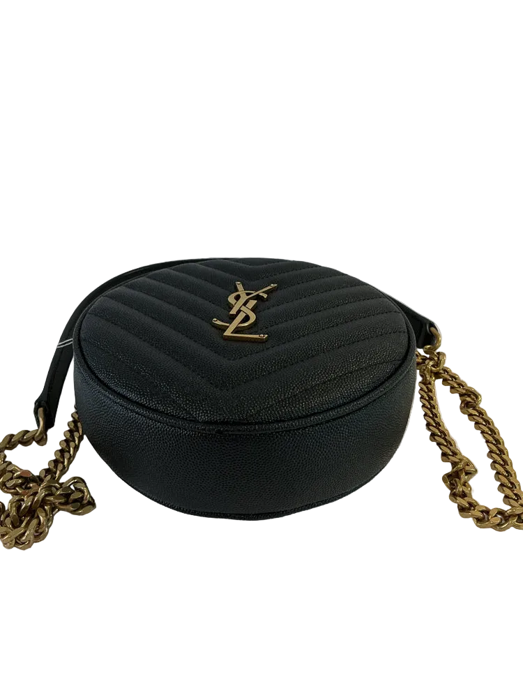 Saint Laurent Black Vinyle Round Camera Bag Handbags