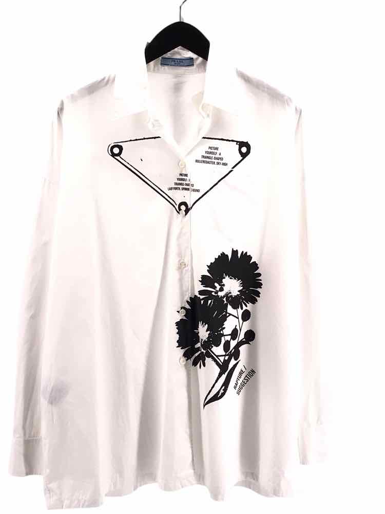 Prada Size 8 White & black Shirt