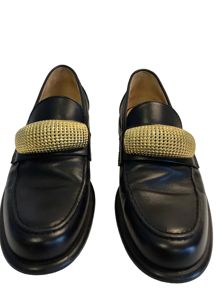 JW Anderson Shoe Size 9 Black & Gold Loafers