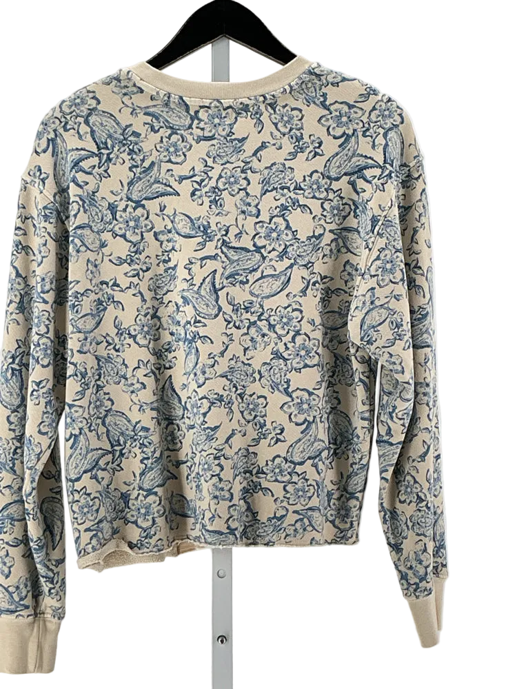 Sundry Size XS Tan & Blue Sweatshirt