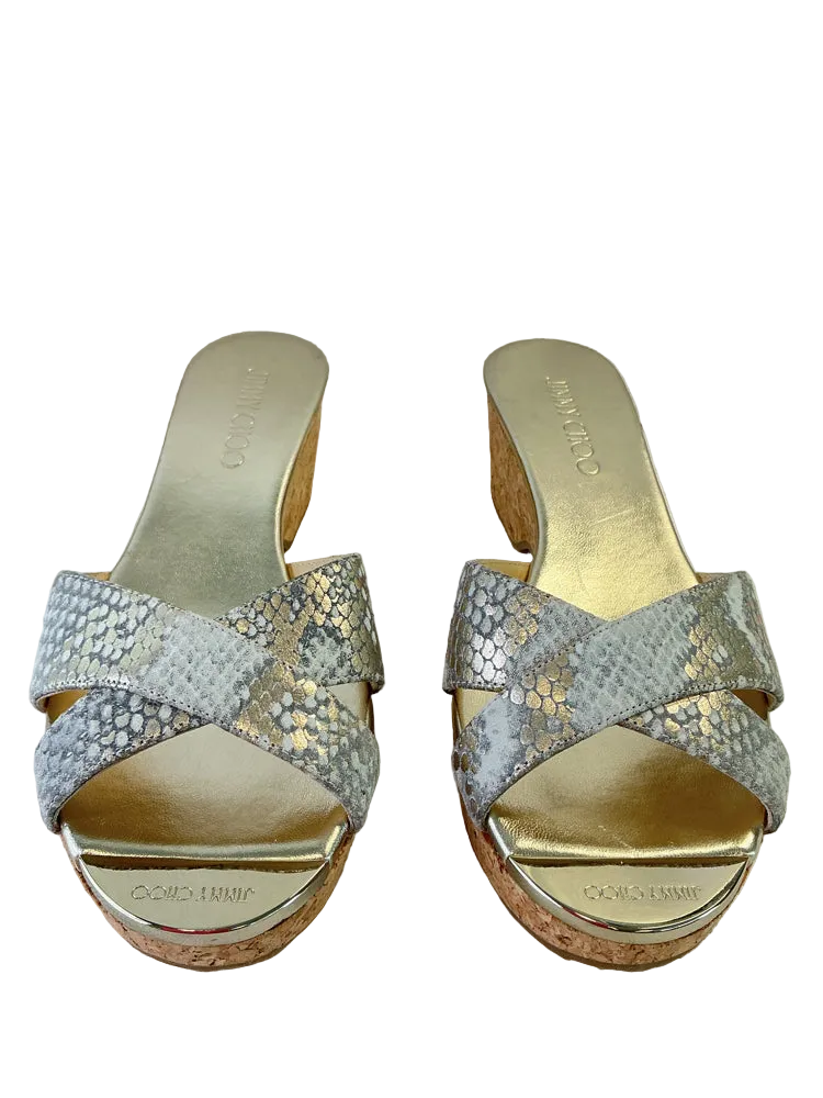 Jimmy Choo Shoe Size 6 Gold Multi Wedges