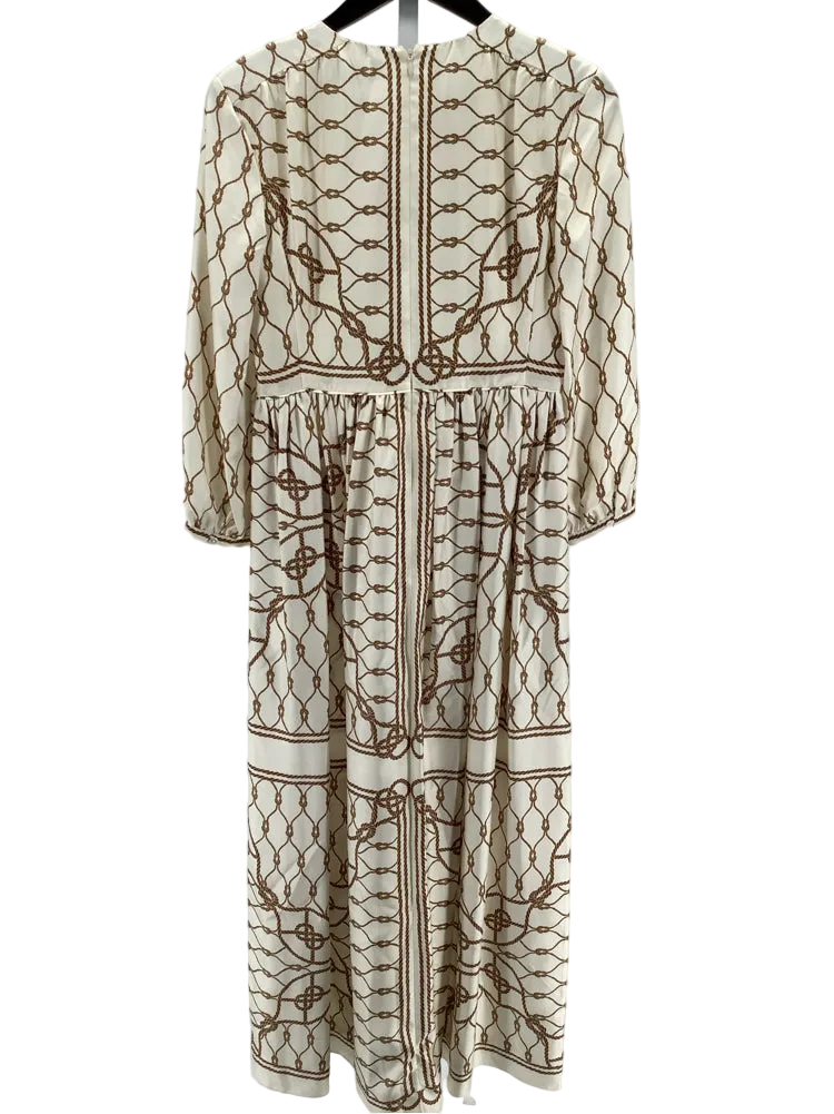 Tory Burch Size 4 Cream & Brown Dress