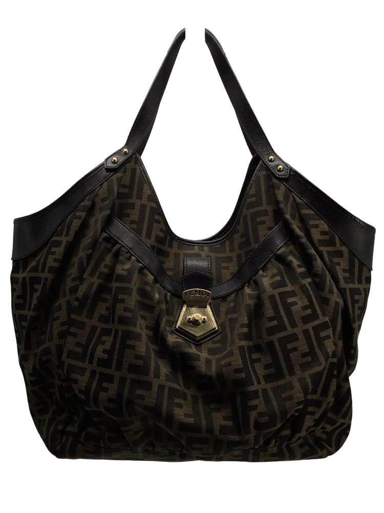 Fendi Brown & Tan Zucca Handbags