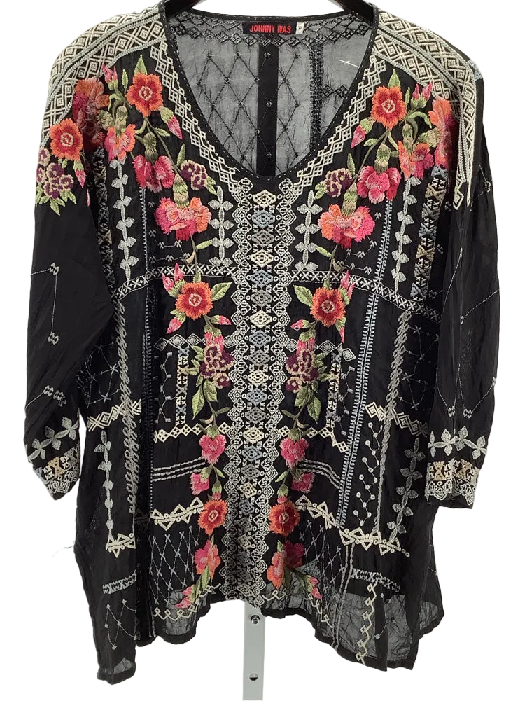 Johnny Was Size S Black multi Shirt
