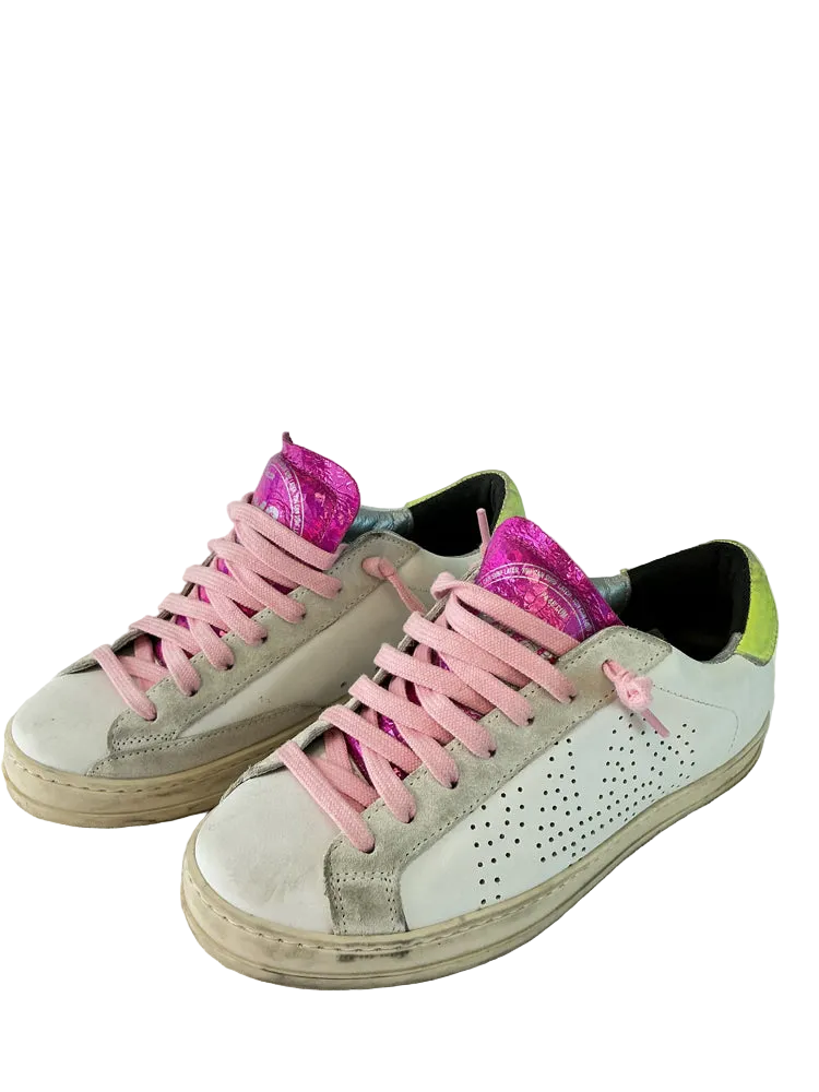 P448 Shoe Size 6 White & Pink Sneakers