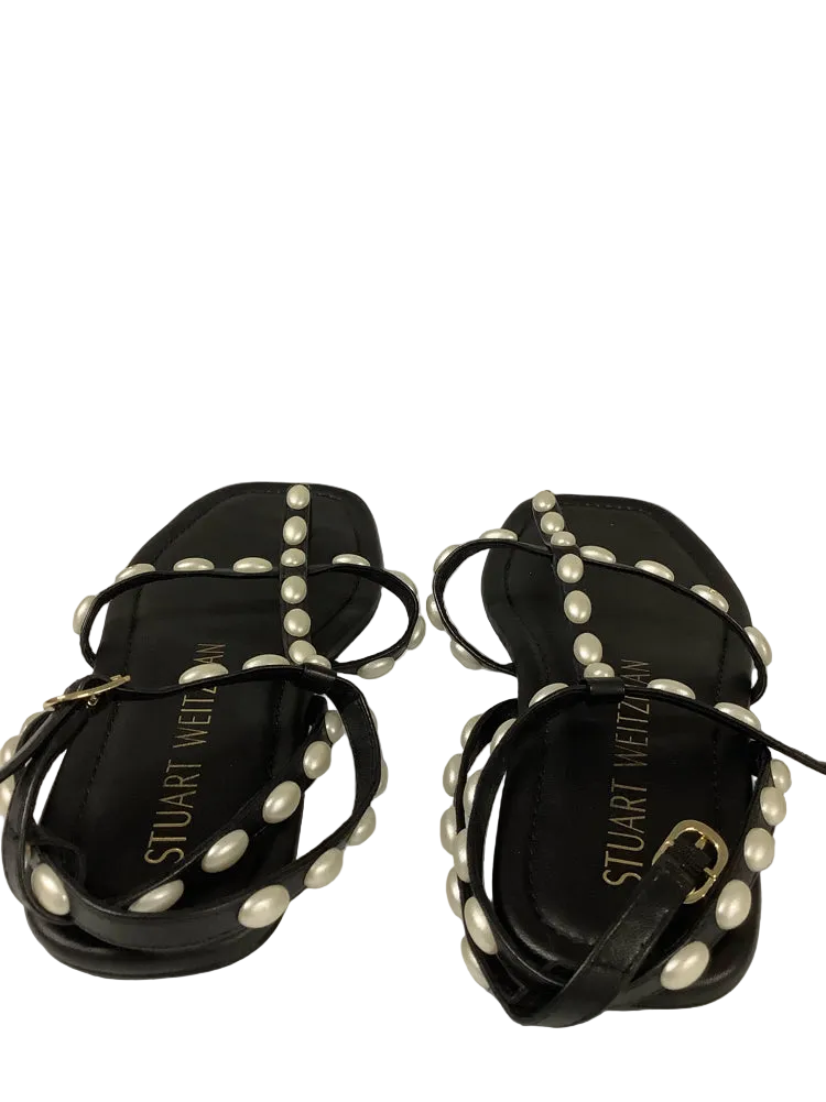 Stuart Weitzman Shoe Size 7.5 Black & White Pearlita Sandals
