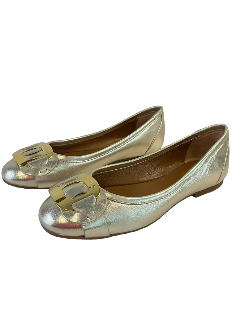 See by Chloe Shoe Size 7 Gold Chany Flats