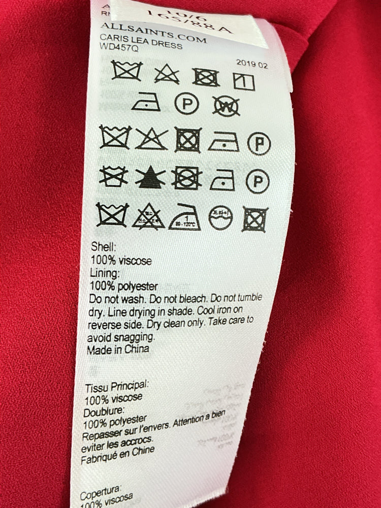 All Saints Size 6 Red & White Dress
